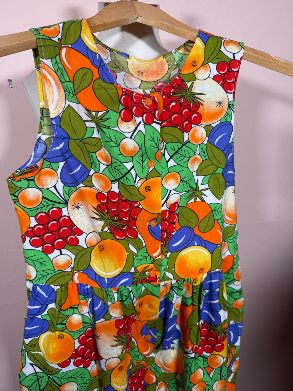 Vintage 1980’s Fruit Cocktail Citrus Handmade Jumpsuit Size Small Hawaiian
